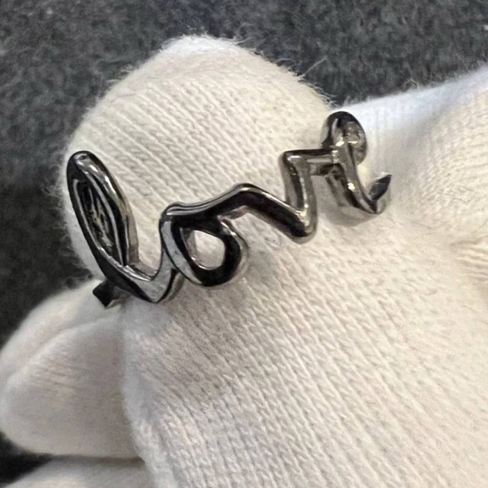 Black silver LOVE ring